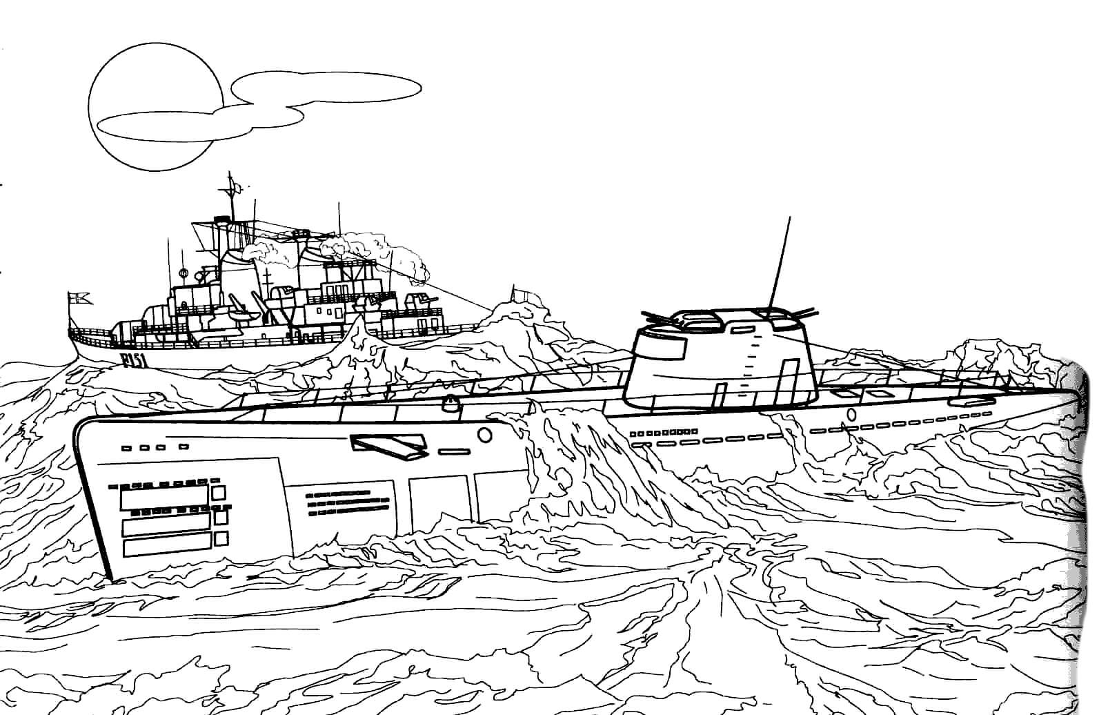 Dibujo Submarino Y Dos Tiburones Para Imprimir Y Colorear